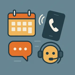 Scheduling platform and AI receptionist illustration for Customer Flow Upgrade